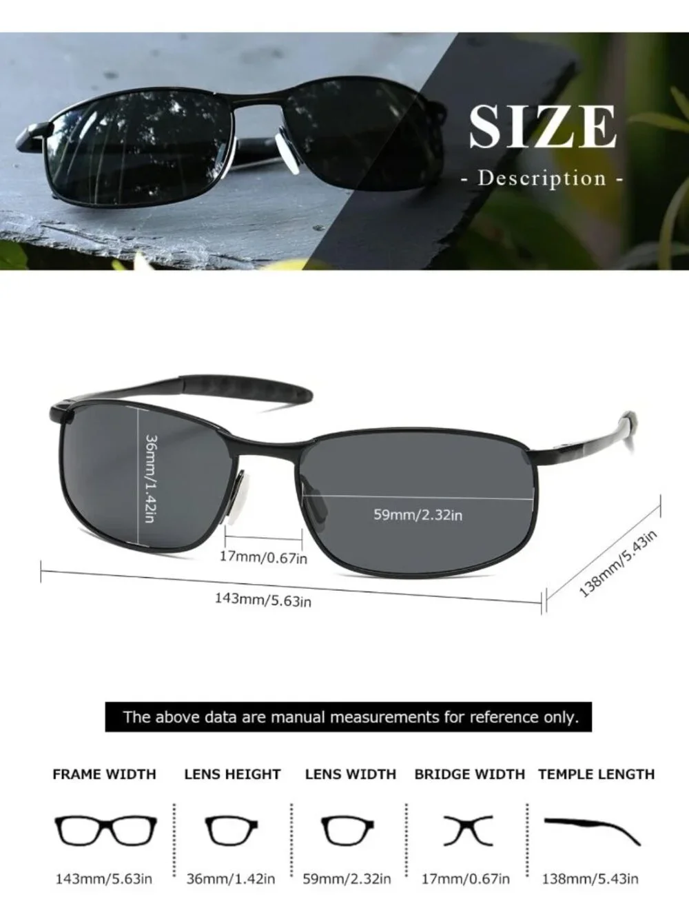 Men's Polarized Rectangular Sunglasses | UV400 Protection, Metal Frame, Retro